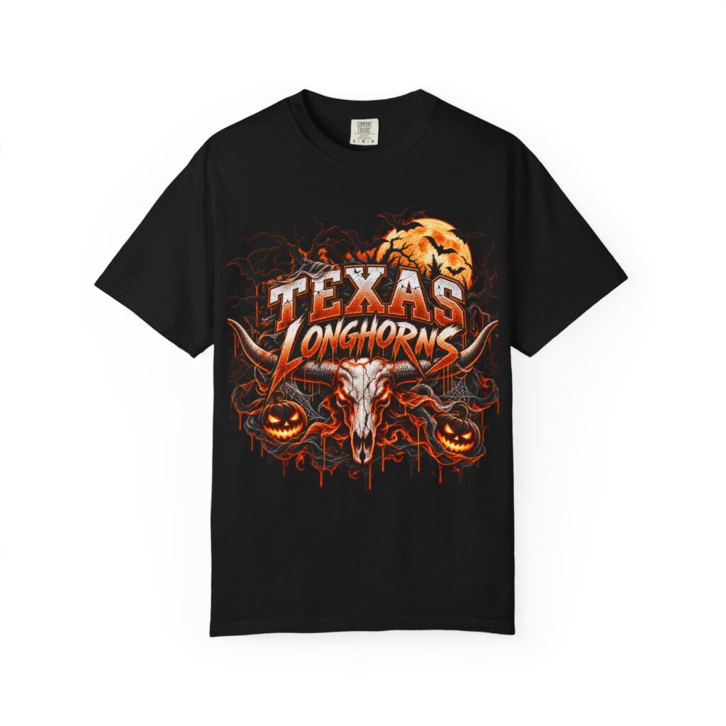 Texas Longhorns Halloween T-Shirt — Skull & Pumpkins Graphic Tee