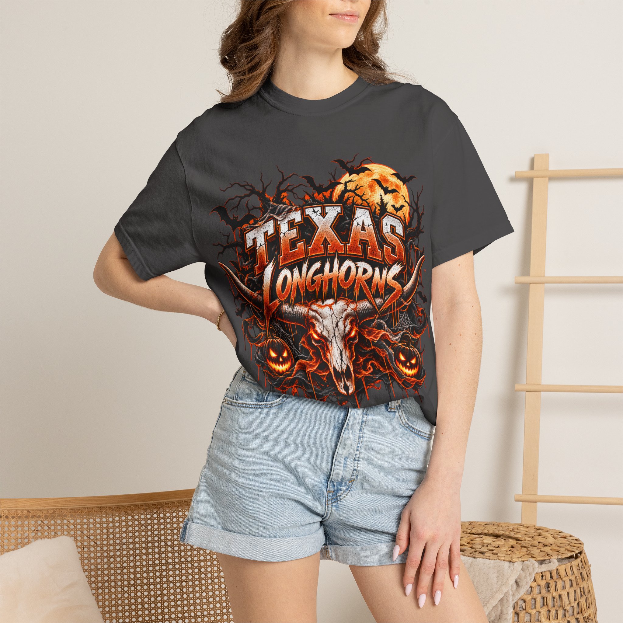 Texas Longhorns Halloween T-Shirt — Skull & Pumpkins Graphic Tee - Image 59