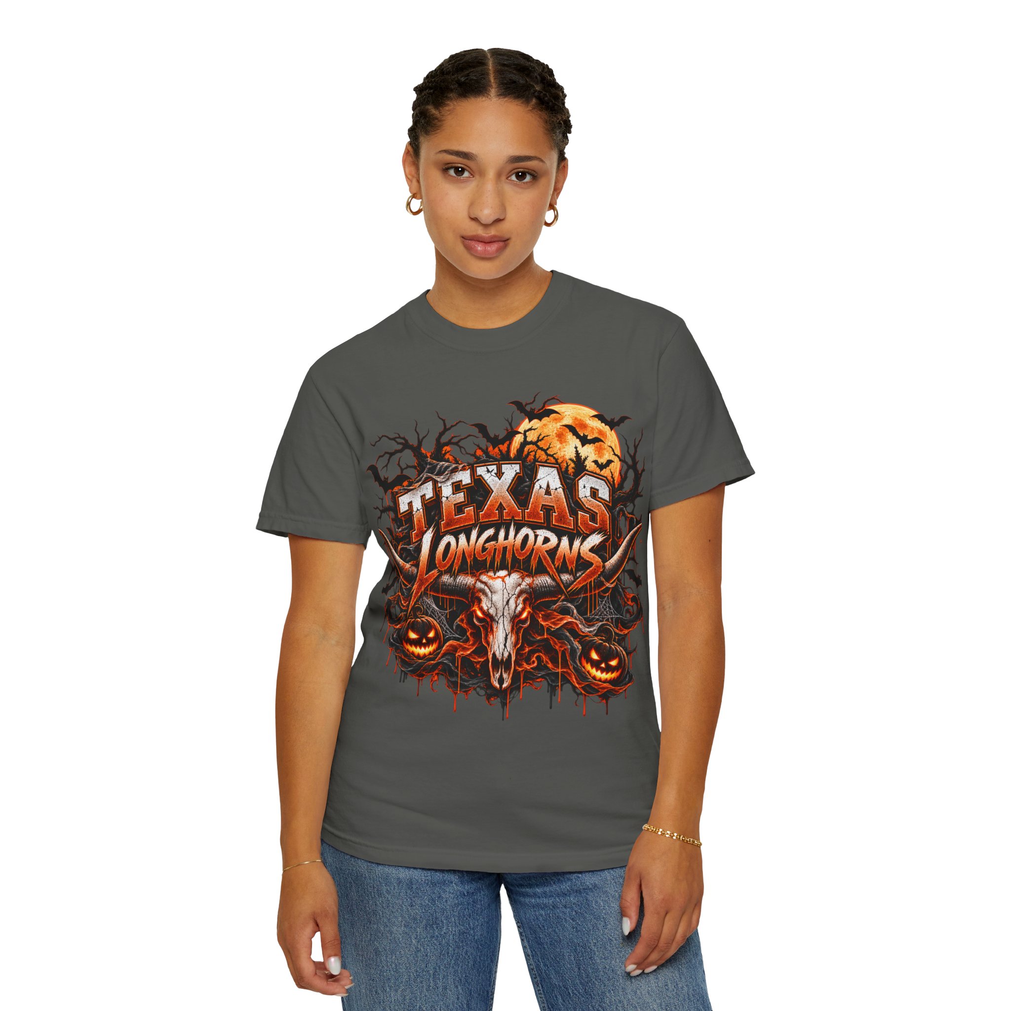 Texas Longhorns Halloween T-Shirt — Skull & Pumpkins Graphic Tee - Image 36