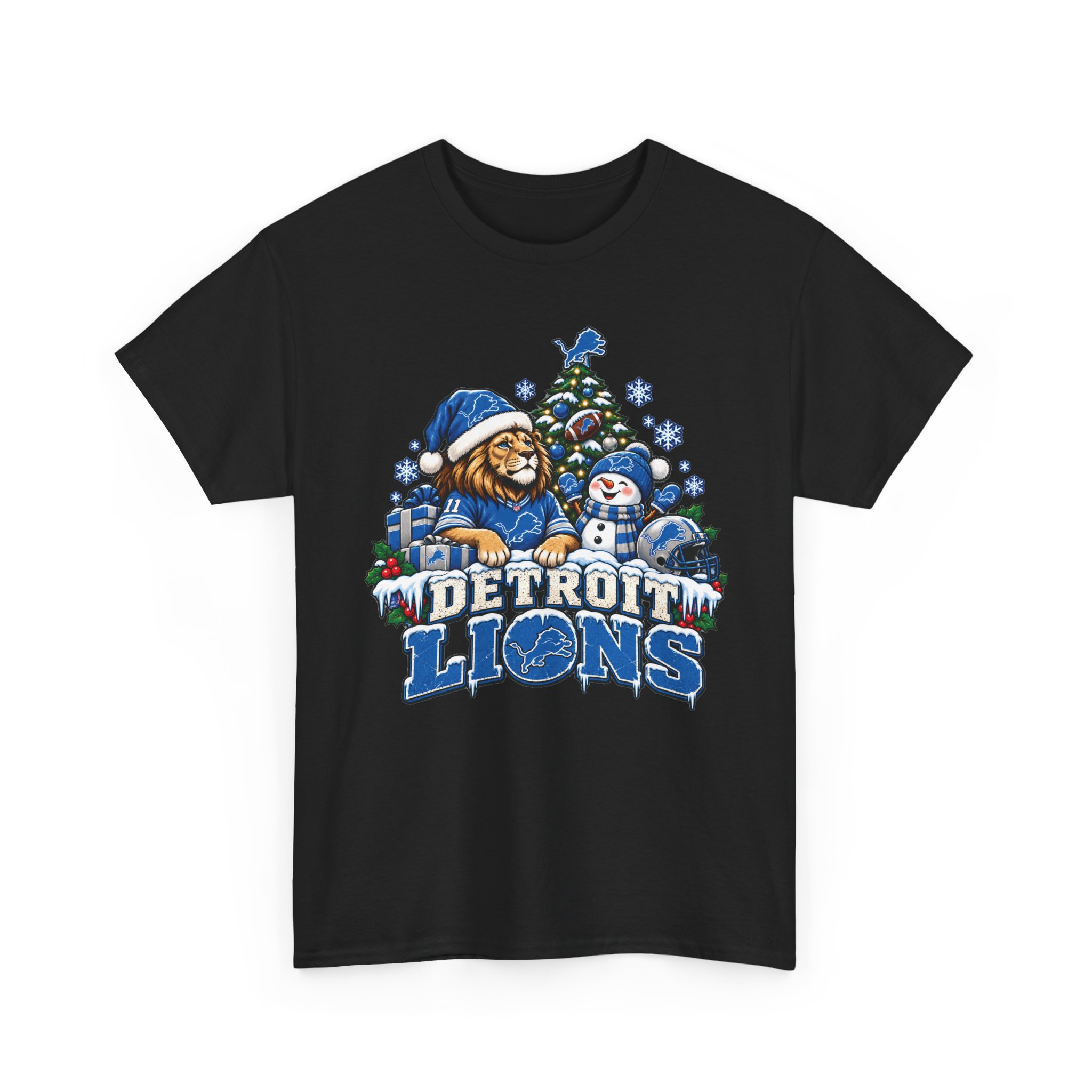 Detroit Lions Christmas Snowman T-Shirt