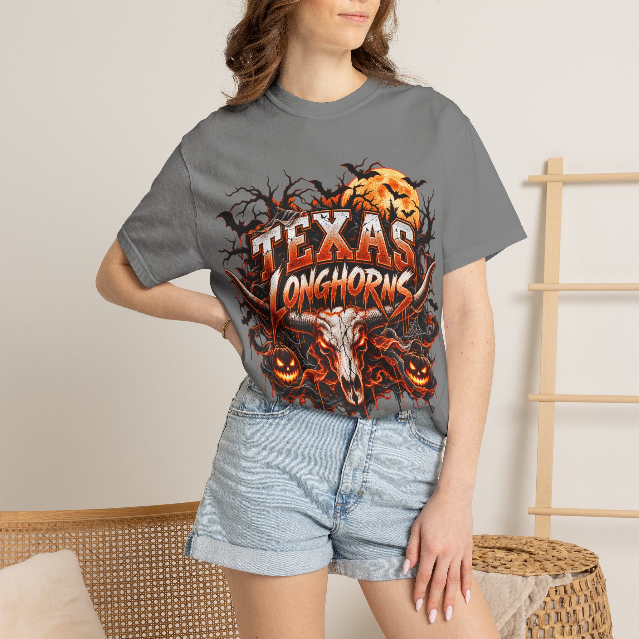 Texas Longhorns Halloween T-Shirt — Skull & Pumpkins Graphic Tee - Image 41