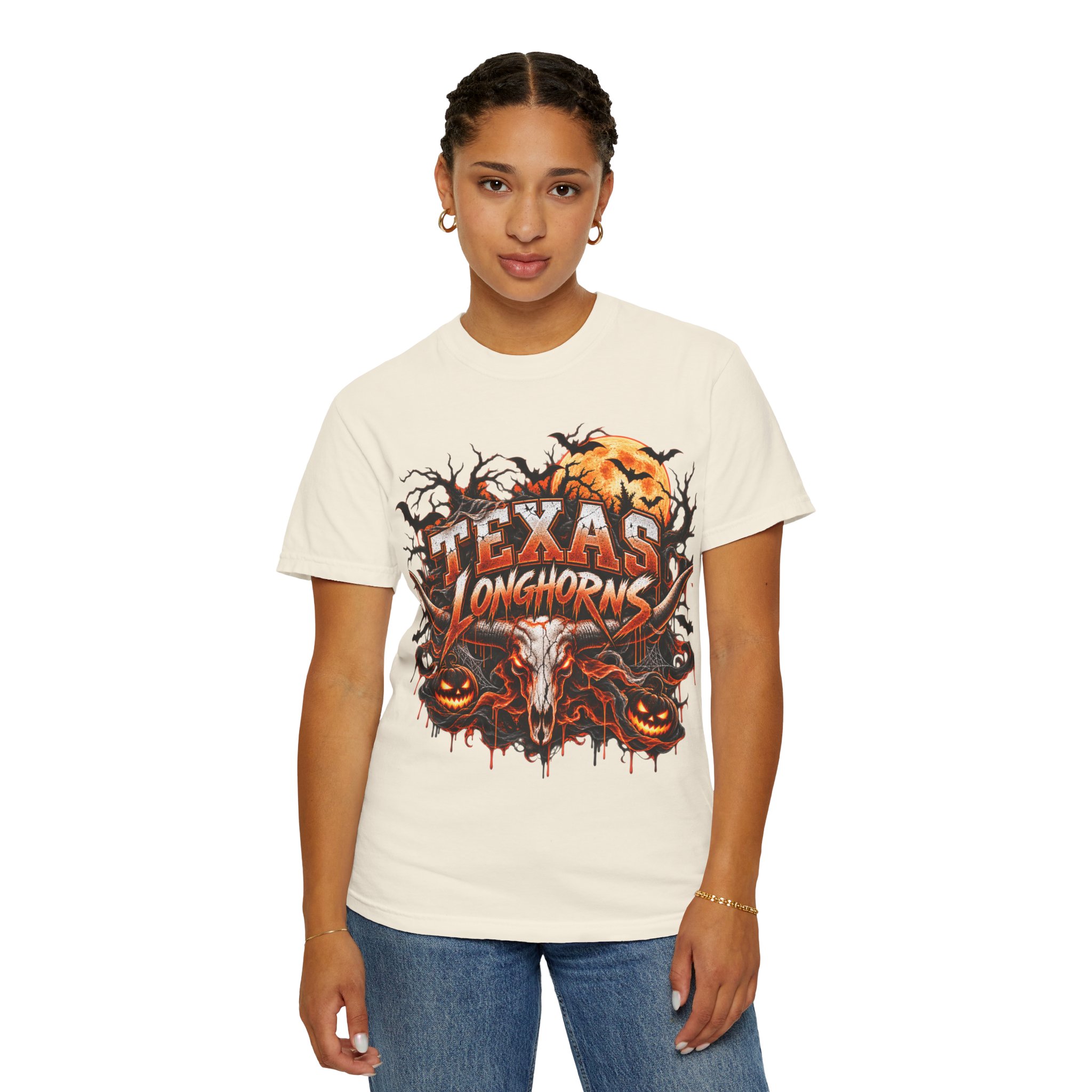 Texas Longhorns Halloween T-Shirt — Skull & Pumpkins Graphic Tee - Image 24