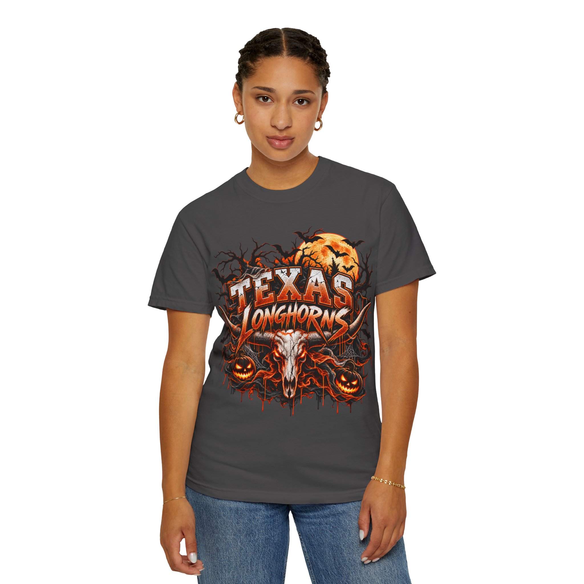 Texas Longhorns Halloween T-Shirt — Skull & Pumpkins Graphic Tee - Image 60